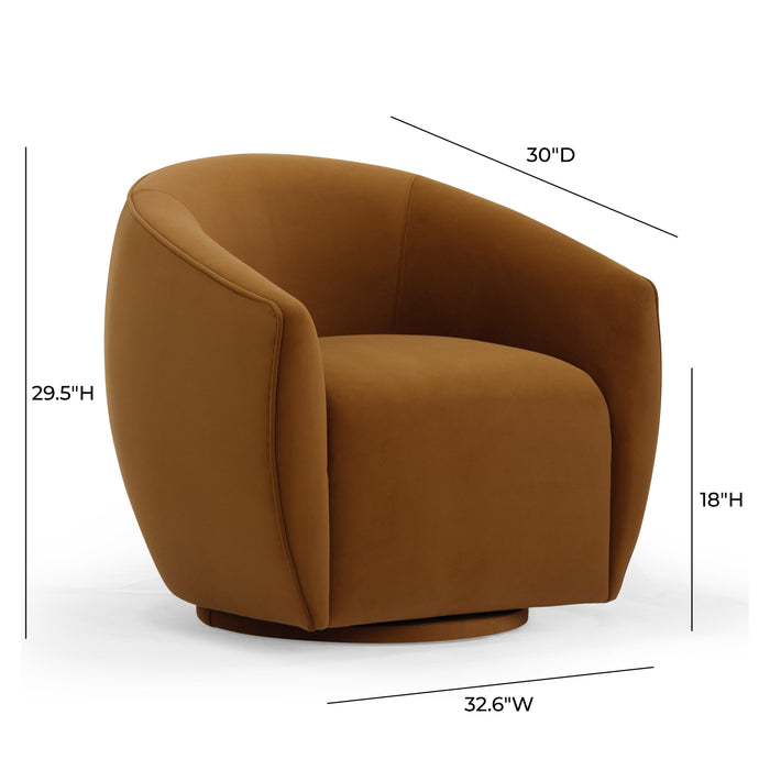 Jordan Cognac Velvet Swivel Chair