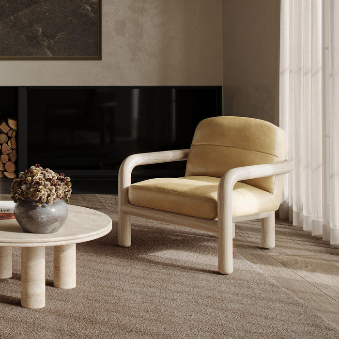 Bekah Tan Genuine Leather Accent Chair