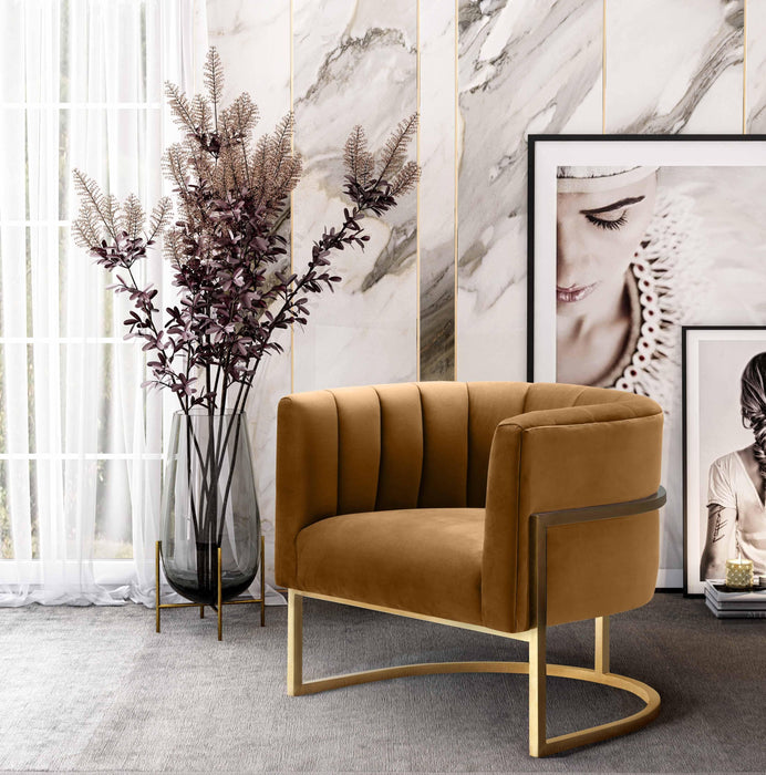 Magnolia Cognac Velvet Chair - UK