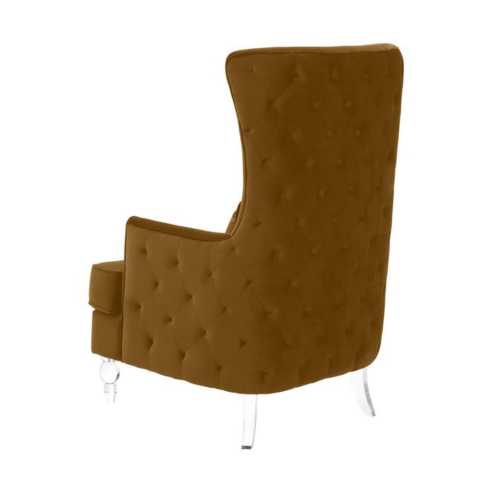 Aubree Tall Chair with Acrylic Legs - Cognac