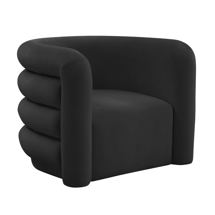 Curves Black Velvet Lounge Chair - UK