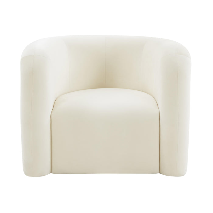 Curves Cream Velvet Lounge Chair - UK
