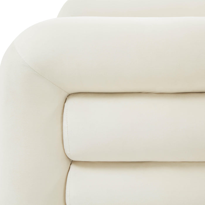 Curves Cream Velvet Lounge Chair - UK