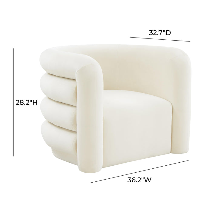 Curves Cream Velvet Lounge Chair - UK