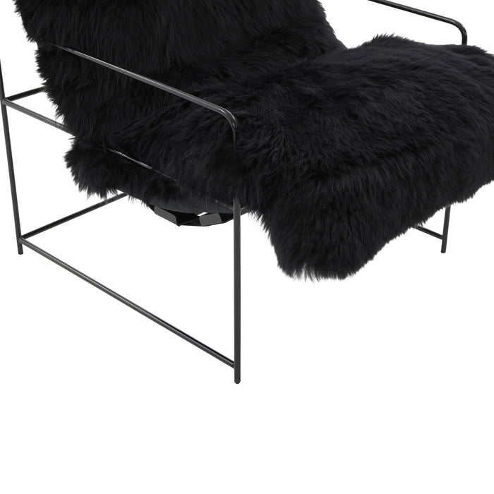 Kimi Black Genuine Sheepskin Chair - UK