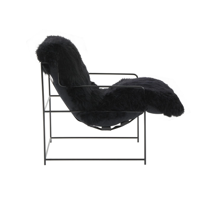 Kimi Black Genuine Sheepskin Chair - UK