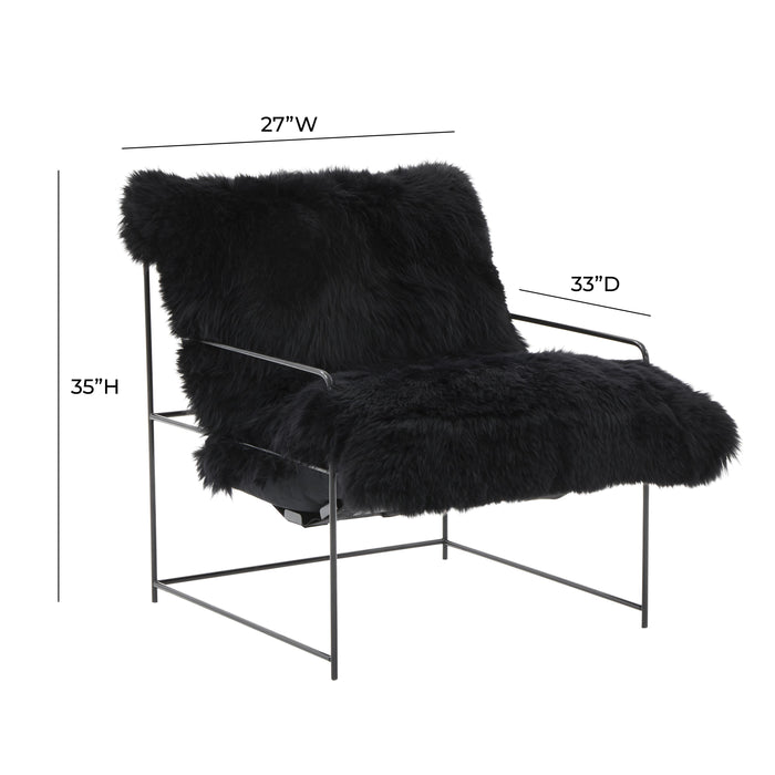 Kimi Black Genuine Sheepskin Chair - UK