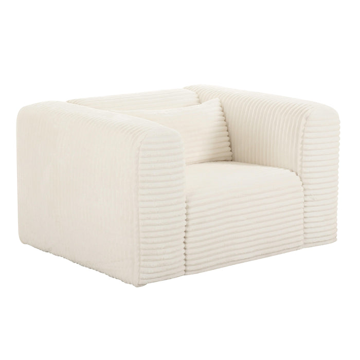 Tarra Fluffy Oversized Cream Corduroy Armchair - UK
