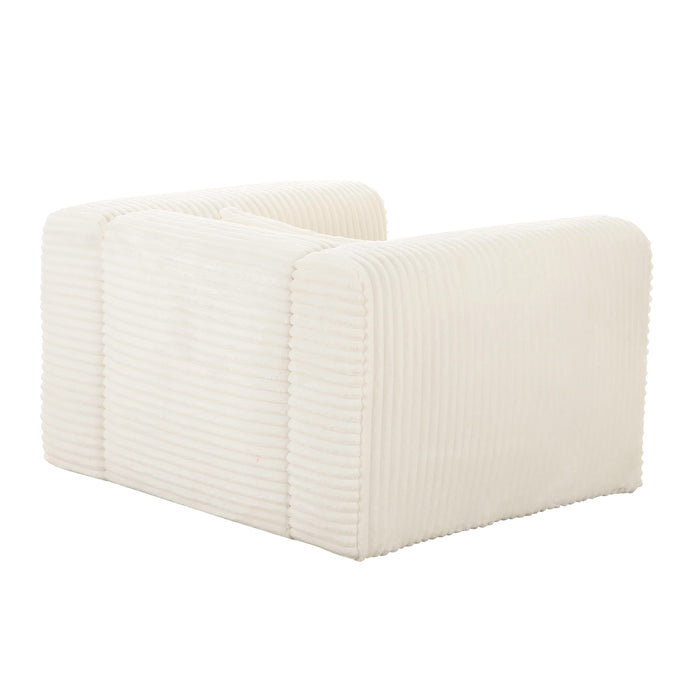 Tarra Fluffy Oversized Cream Corduroy Armchair - UK