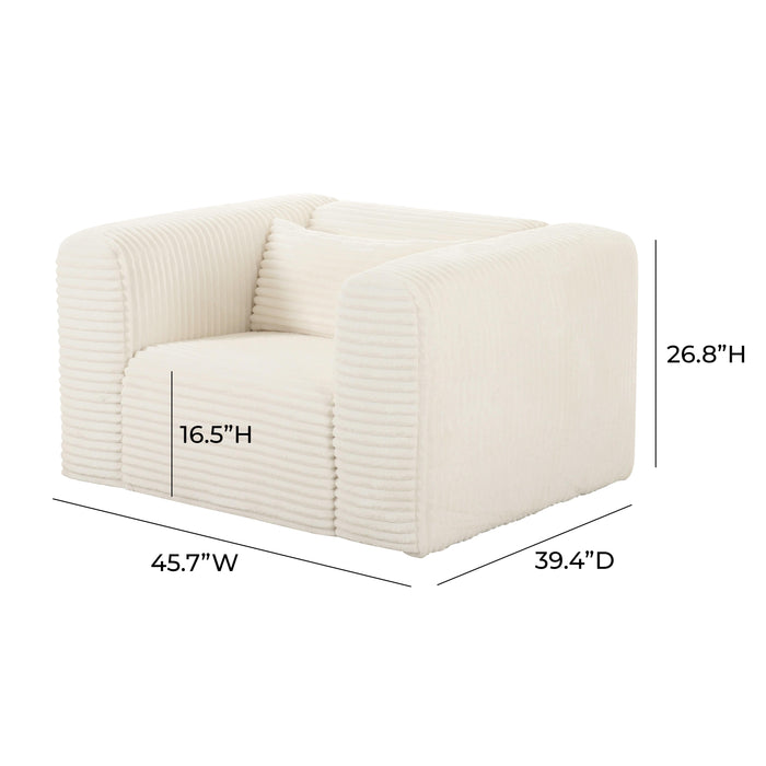 Tarra Fluffy Oversized Cream Corduroy Armchair - UK