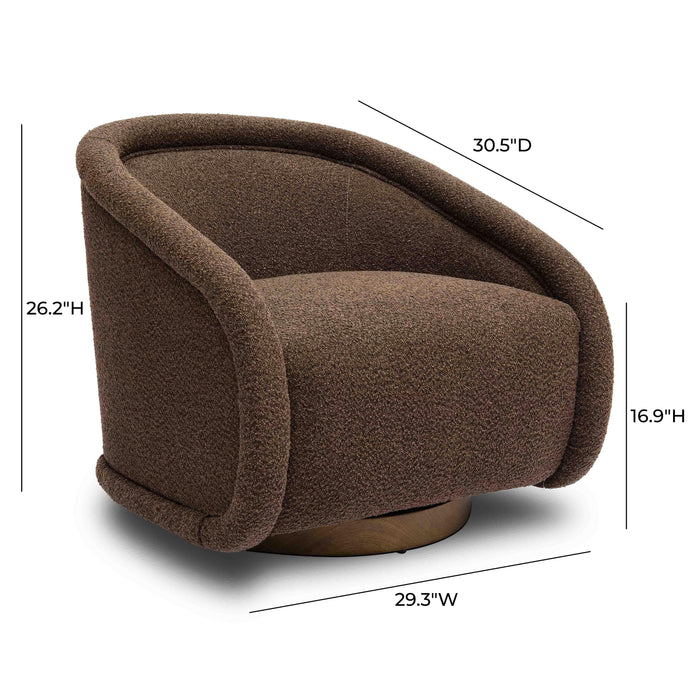 Rory Chocolate Brown Boucle Swivel Chair