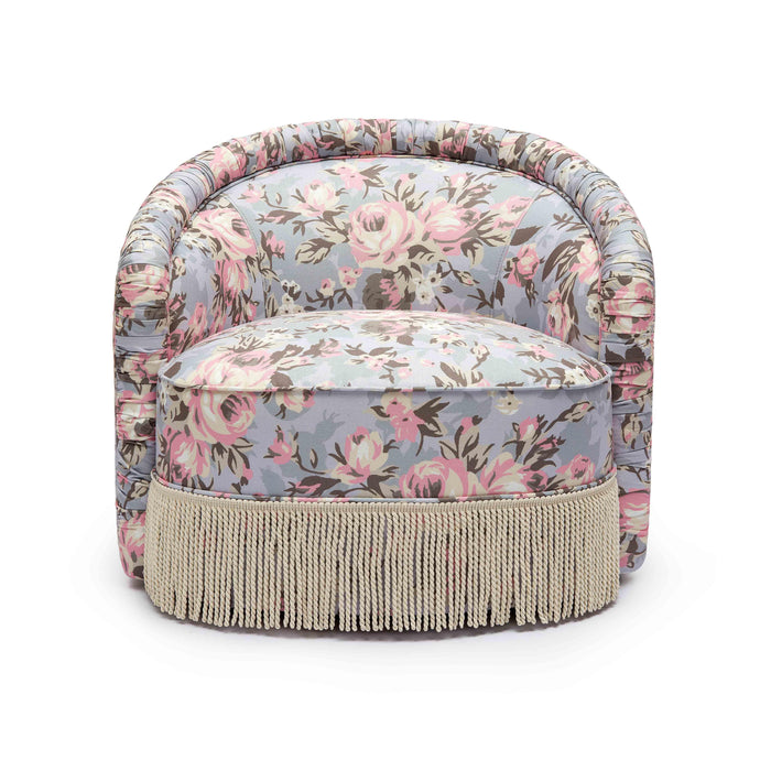 Pamela Spring Floral Print Tasseled Lounge Chair