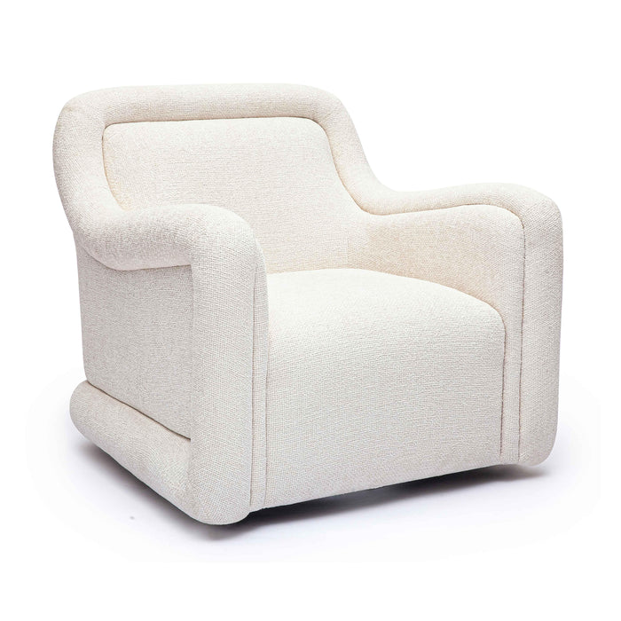 Charli Cream Basketweave Chenille Swivel Chair