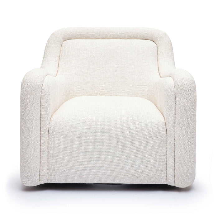Charli Cream Basketweave Chenille Swivel Chair