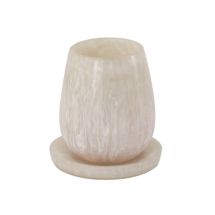 Rounded Tan Swirl Resin Kiddush Cup