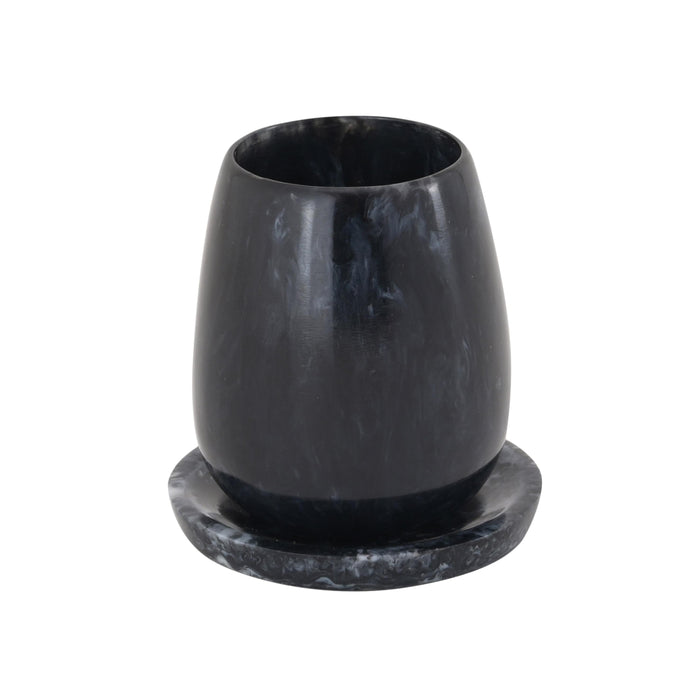Rounded Black Swirl Resin Kiddush Cup