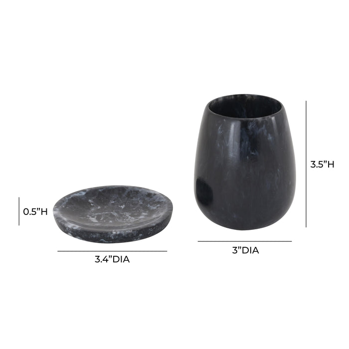 Rounded Black Swirl Resin Kiddush Cup