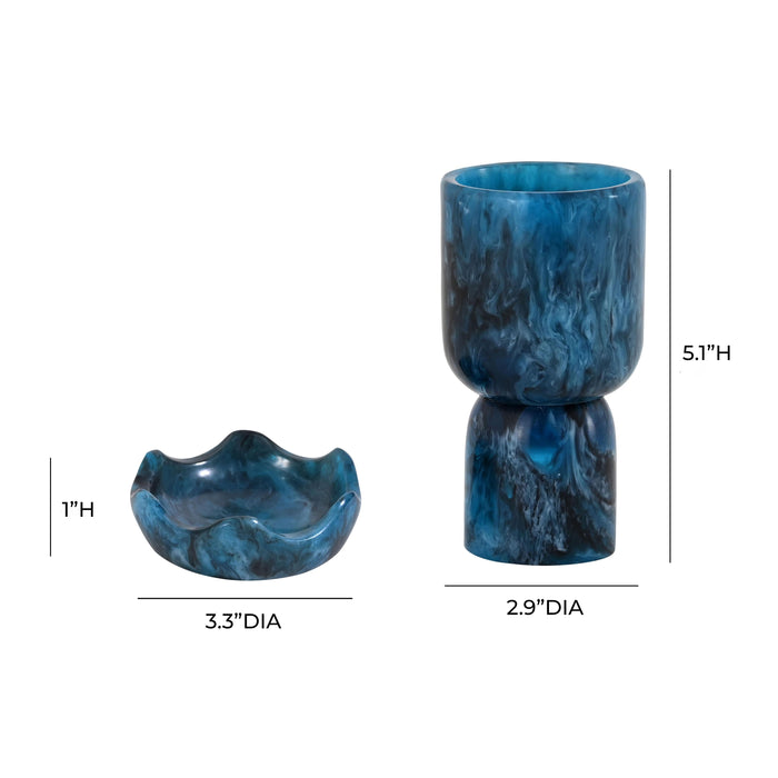 Platform Blue Swirl Resin Kiddush Cup