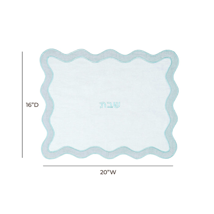 TOV Sea Blue Wavy Challah Cover