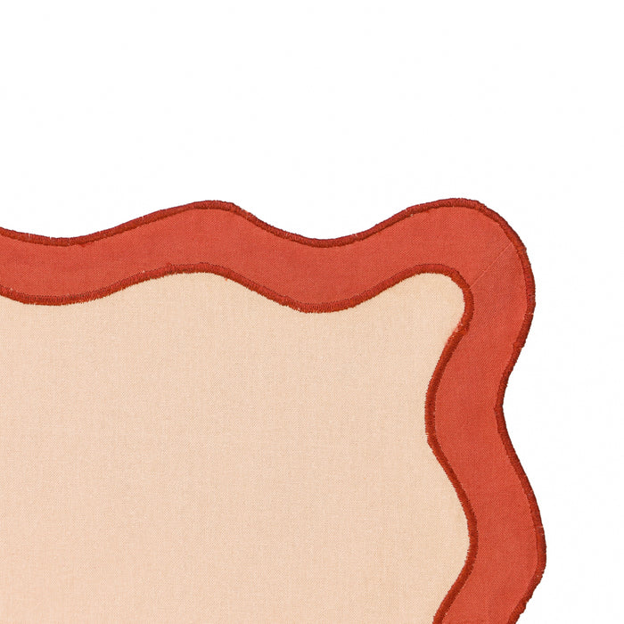 Scalloped Edge Rust and Orange Cotton Placemat - Set of 4
