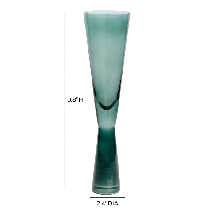 Flute Green Champagne Glasses - Set of 4