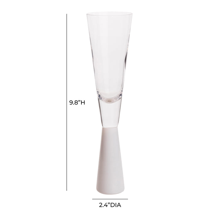 Flute White Champagne Glasses - Set of 4
