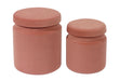 Kris Salmon Velvet Storage Ottomans - Set of 2 - MR ZEE FURNITURE