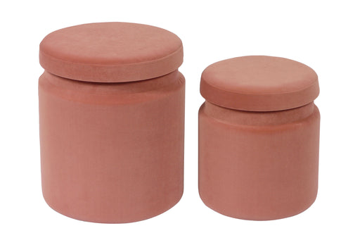 Kris Salmon Velvet Storage Ottomans - Set of 2 - MR ZEE FURNITURE