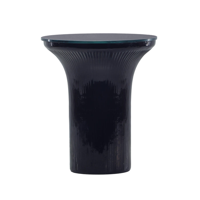 Cassandra Midnight Blue Glass Flared Side Table 8