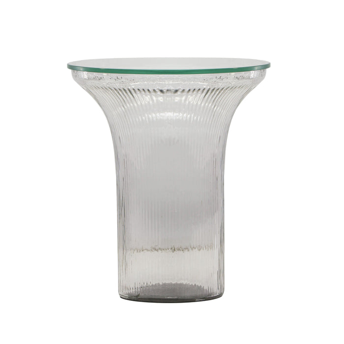 Cassandra Clear Glass Flared Side Table 8