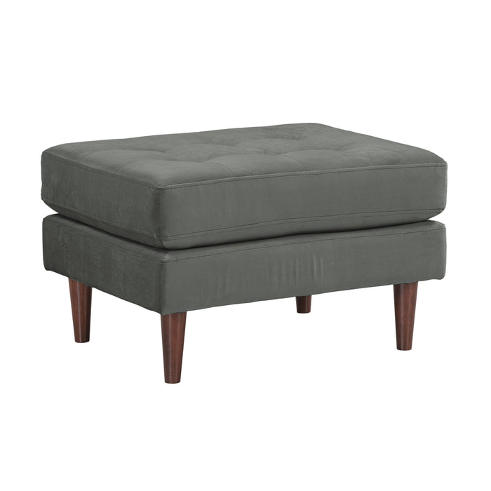 Cave Ash Gray Velvet Ottoman
