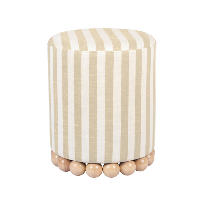 Dex Beige Striped Linen Ottoman