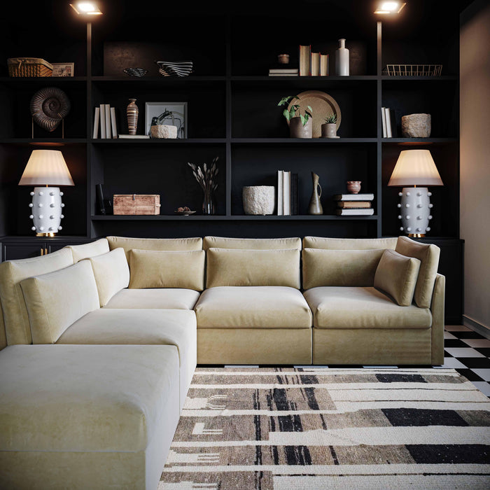 Jessie Champagne Velvet Modular Ottoman 5