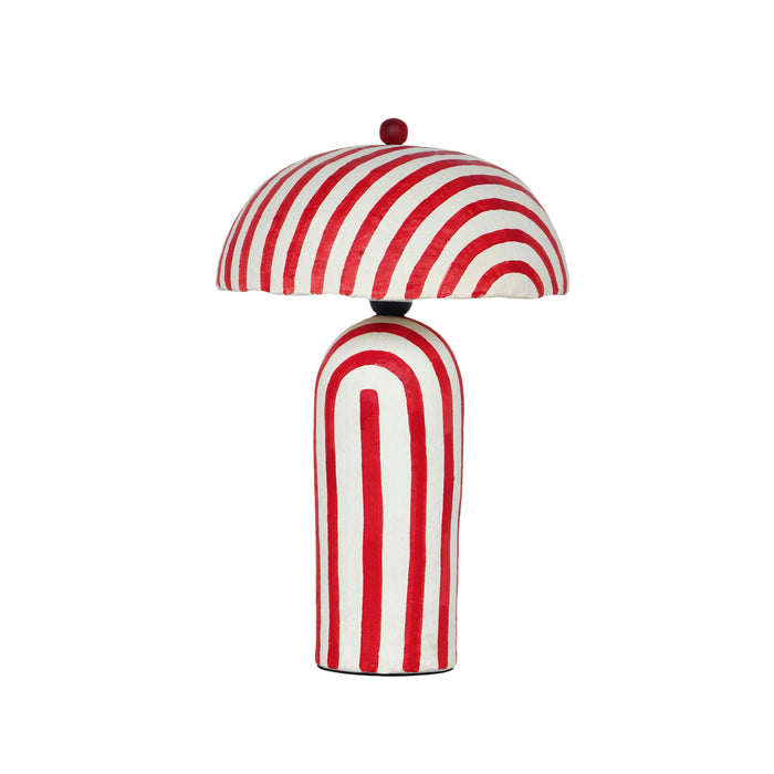 Maiori Red Striped Papier Mache Table Lamp