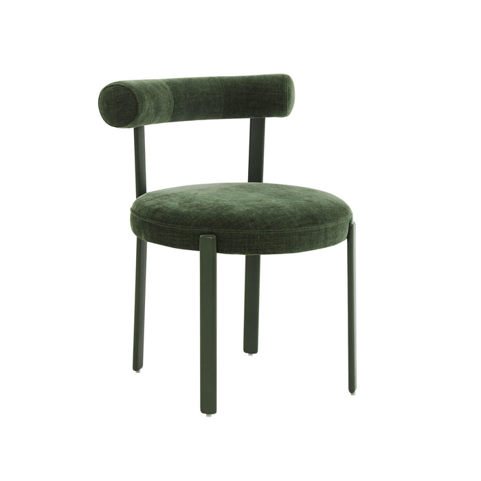 Margaret Forest Green Chenille Bolster Back Dining Chair