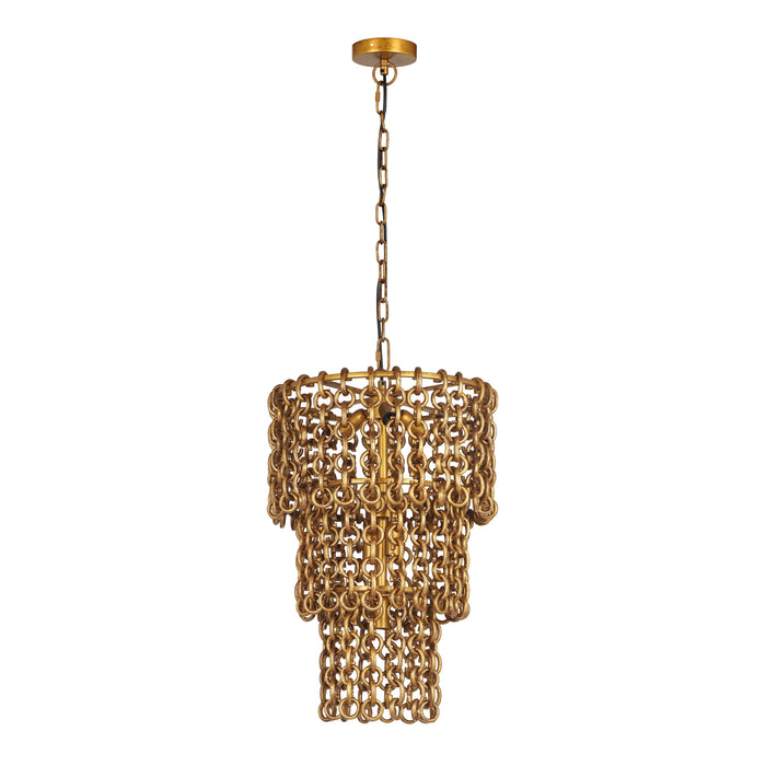 Nirsa Brass Chain Link 3-Tier Chandelier