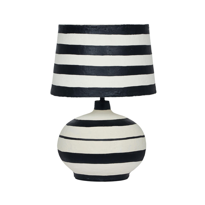 Positano Black Striped Papier Mache Table Lamp