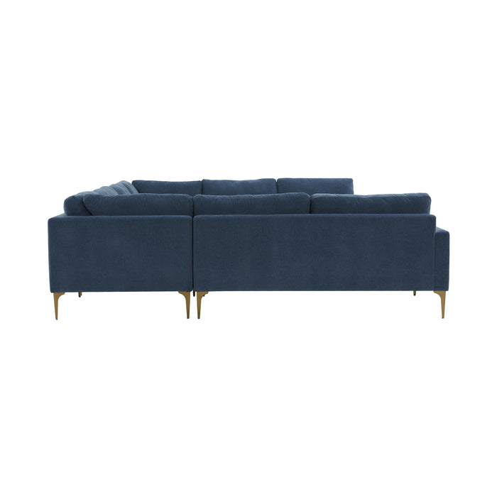 Serena Blue Velvet U-Sectional - MR ZEE FURNITURE
