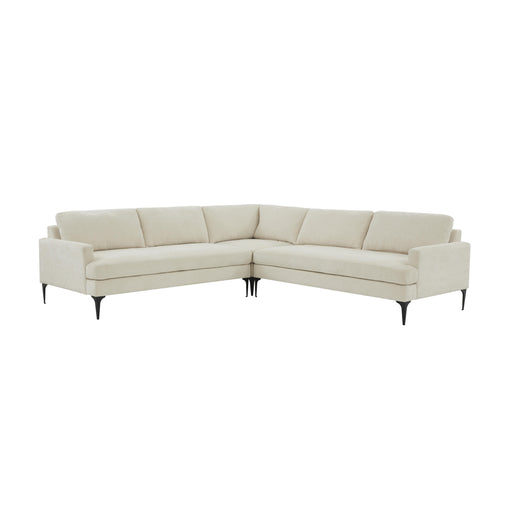 Serena Cream Velvet L-Sectional with Black Legs - MR ZEE FURNITURE