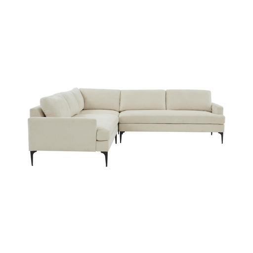 Serena Cream Velvet L-Sectional with Black Legs - MR ZEE FURNITURE