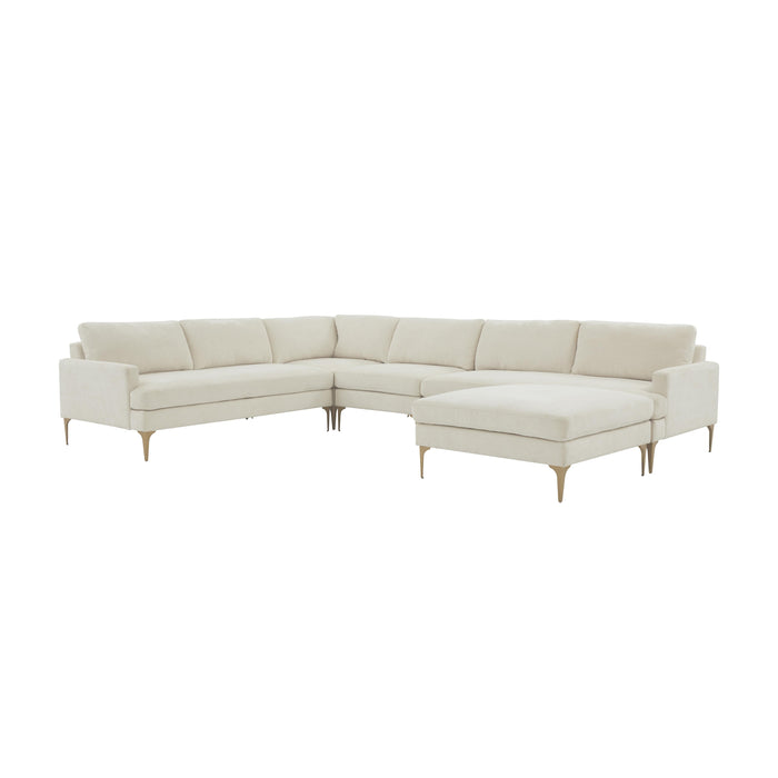 Serena Cream Velvet Large Chaise Sectional