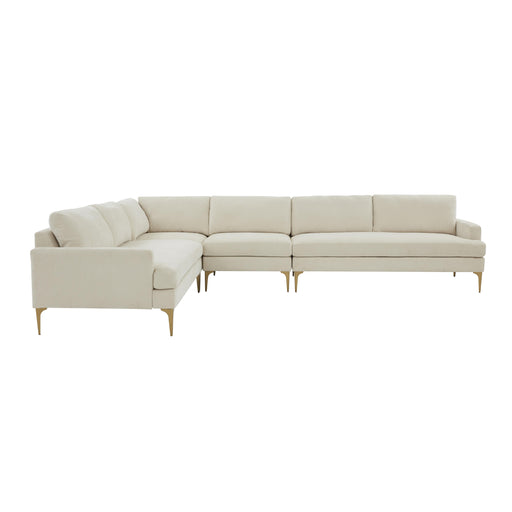 Serena Cream Velvet Large L-Sectional - MR ZEE FURNITURE