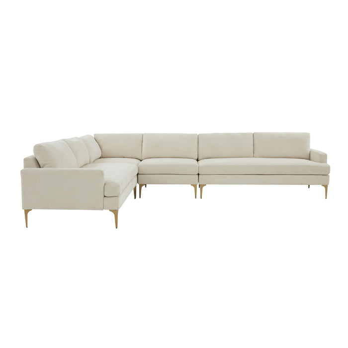 Serena Cream Velvet Large L-Sectional - MR ZEE FURNITURE