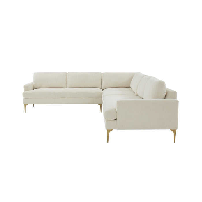 Serena Cream Velvet Large L-Sectional - MR ZEE FURNITURE