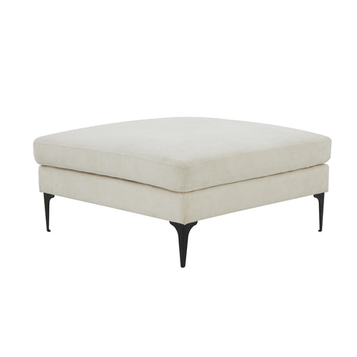 Serena Cream Velvet Ottoman with Black Legs - MR ZEE FURNITURE