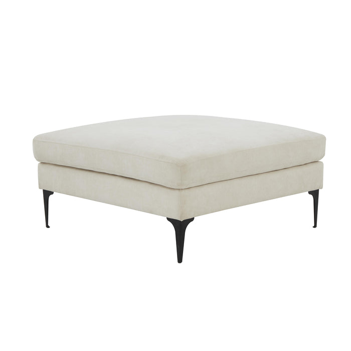 Serena Cream Velvet Ottoman with Black Legs - MR ZEE FURNITURE
