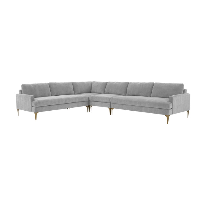 Serena Gray Velvet Large L-Sectional
