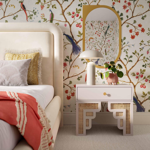 Suzie Cream & Rattan Nightstand - MR ZEE FURNITURE