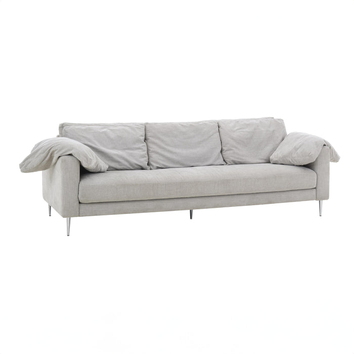 Vari Light Grey Textured Velvet Lounge Sofa 5