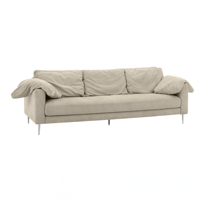 Vari Beige Textured Velvet Lounge Sofa 3